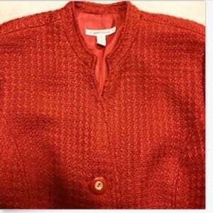 JM Collections Red Woven Tweed Jacket Blazer SZ 12